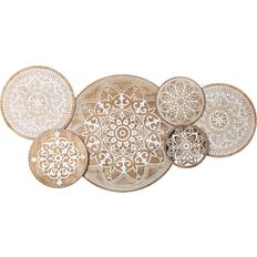 Hvite Veggdekorasjoner Alexandra House Living White Natural Metal Circles 130 x 64 x 4.5 cm Wall Decor