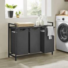 Vasagle Laundry Hamper 3 x 38L - Black And Grey