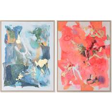 Blue Framed Art Home ESPRIT Blue Pink Polystyrene 94 x 4 x 123.5 cm Set of 2 Framed Art