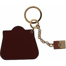 Brown Keychains Dolce & Gabbana Leather Gold Chain Keychain - Brown