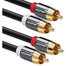 DeleyCON 10m Cinch-Kabel Stereoljud Cinch RCA-Kabel 2x Cinch-Kontakt HiFi-System Hemmabio Blu-Ray-Spelare Svart