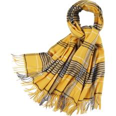 Men - Yellow Scarfs PINCTROT Cashmere Feel Yellow Plaid Blanket Scarf for Women Men Super Soft Luxurious Winter Shawl Wrap