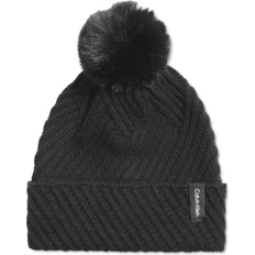 Calvin Klein Beanies Calvin Klein Chunky Rib Knit Pom Beanie Black