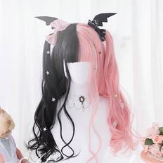 Hair Products Shein Anime Wigs For Women Lolita Cosplay Synthetic Hair Long Wavy Black Pink With Bangs