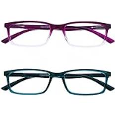 Reading Glasses Opulize See de Lectura con Bloqueo de Luz Azul Pack de 2 Montura Morada Turquesa Resistente a Arañazos Bisagras de Muelle Ordenador Gaming Antirreflejante Hombre Mujer BB9-5Q 3.00