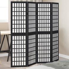 Trä Rumsavdelare vidaXL 4 Panels Black Solid Paulownia Room Divider