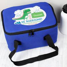 Lunch Boxes Personalised Memento Company Personalised 'Be Roarsome' Dinosaur Blue Lunch Bag Blue