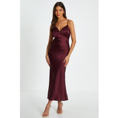 Quiz Satin Slip Style Midaxi Dress - Burgundy