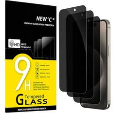 Screen Protectors New'C 3 Pack Privacy Screen Protector for iPhone 15 Pro Max, iPhone 15 Plus 6.7" Enhanced 28-Degree Privacy Angle, Ultra Durable 9H Hardness, Bubble-Free