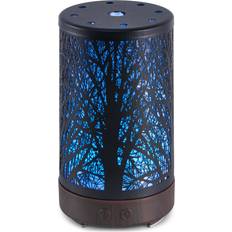 Massage- & Relaxation Products SA Products Ultrasonic Humidifier Essential Oil Diffuser with Forest Art Metal Cover, Silent Aromatherapy Diffuser for Home with 7 Colour LED Lights