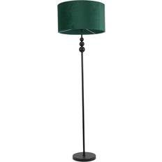 Green Floor Lamps ValueLights Marissa Forest Green Velvet Shade Black Ball LED - 145 x x Floor Lamp 45cm