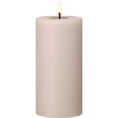 Grå Stearinlys Ester & Erik LED Bloklys 15 cm Linen Grey Stearinlys
