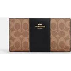 Coach slim wallet Coach Slim Zip Wallet With Stripe - Signature Canvas/Gold/Tan/Black