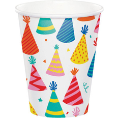 Red Plastic Cups Hats Off Birthday 9 Oz Cups, 24 ct