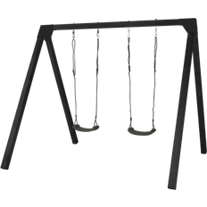 Gungställningar Lekplats Plus Gungställning inkl. 2 gråsvarta gungsitsar svart
