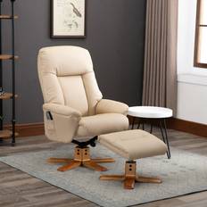 Homcom 10 Point Massage Chair PU Leather Cream White