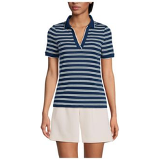 Lands' End Polo Shirts Lands' End Women's Wide Rib Polo Shirt Deep sea navy dual stripe XSmall