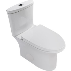 Toilets Boyel Living One Piece Toilet 12 inch 1.6/1.1 GPF Dual Flush Elongated Toilet with Soft-close Seat for Bathroom White