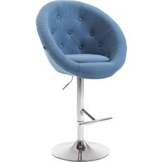 Polyester Sitzhocker CLP London V2 Stoff Blau Chrom Sitzhocker