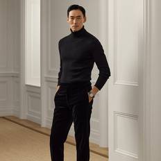 Men - Velvet Pants Ralph Lauren Purple Label Men's Gregory Hand-Tailored Velvet Trousers BLACK