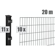 Edelstahl Lattenzaun Doppelstabmattenzaun-Set 'Blacky' Schwarz 2000 x 100 cm