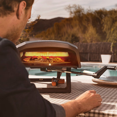 Outdoor Pizza Oven 360° Rotating Stone Silver