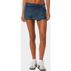 Denim Skirts - XS Edikted Asymmetric Denim Wrap Skort