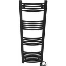 Heated Towel Rails Symple Stuff Curved Prefilled Electric Heated Towel Rail 140 cm H x 40 cm W x 4.5 cm D Black