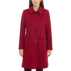 Anne Klein Outerwear Anne Klein Women's Collared Button-Front Walker Coat Red