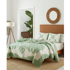 Cotton Duvets Tommy Bahama Molokai Embroidered Quilt 1 Piece 126-TC Lightweight Floral Soft Cotton Green Duvet