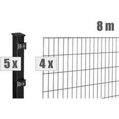 Edelstahl Lattenzaun Doppelstabmattenzaun-Set 'Blacky' Schwarz 800 x 100 cm