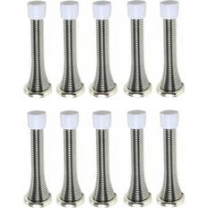 Door Stops FiXte Wall Mounted Chrome Spring Door Stop Skirting Board Buffer Pack of 10