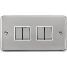 SE Home Curved Polished 10A 4 Gang 2 Way Ingot Light Switch White Trim
