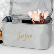 Gold Toiletry Bags & Cosmetic Bags Personalised Memento Company Personalised Gold Name Toiletry Bag Grey