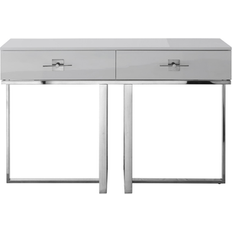 Console Tables Inspired Home Ohana Light Grey/Chrome Console Table 15x47"