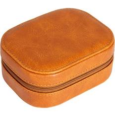 Jewelry Storage Household Essentials Vegan Leather Travel Jewelry Organizer Box Caramel