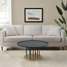 Coffee Tables The Urban Port 31" Round Matte Black Tray Top Coffee Table