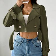 Shein Coats Shein Womens Casual Solid Color Short Trench Coat SpringAutumn