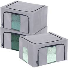 Livivo Livivo Foldable Fabric Clothes With Zips - Set of 3/Grey Storage Box