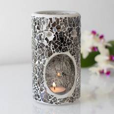 Wax Melt Something Different Grey Glass Pillar Shaped Oil Burner H14.5 Cm - One Size Wax Melt