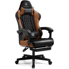 Chaises de jeu GTPLAYER Chaise Gaming Hauteur Réglable ReposePied Télescopique Appuitête et Support Lombaire Marron