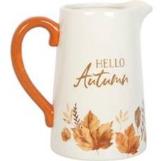 Orange Teapots Hello Autumn Leaf Ceramic Flower Jug - Orange/White Teapot