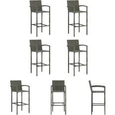 Barhocker The Living Store Barhocker 4 Stk. Grau Poly Rattan