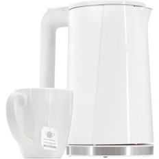 MegaChef 1.7 Liter Double Wall Stainless Steel Electric Tea Kettle in White