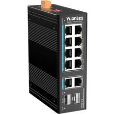 YuanLey 12 Port Industrial Switch 8 Port PoE Gigabit 24Gbps 24Gbps IP40 Extend