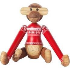 Mini monkey Kay Bojesen Monkey with Christmas Sweater Mini Brown/Red Dekofigur 9.5cm