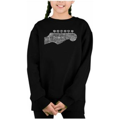 Sweatshirts LA Pop Art Guitar Head Big Girl's Word Crewneck Sweatshirt Black XLarge