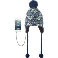 KitSound Peruvian Cable Knit Beanie With Headphones - White/Navy