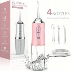Electric Toothbrushes & Irrigators Flemye pink Cordless Electric Water Flosser, Rechargeable Portable Dental Oral Irrigator With 4 Jet Tips