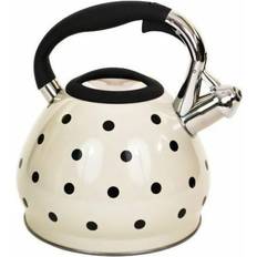 Elpine Large whistling kettle stainless steel 3.5ltr cream polka dot gas electric hob